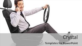  Presentation with vehicle - Colorful PPT layouts enhanced with man sitting on a vehicle backdrop and a  colored foreground