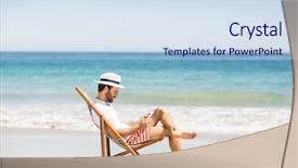  Presentation with 3d man sitting question mark - PPT theme consisting of man sitting on armchair using background and a sky blue colored foreground