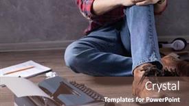  Presentation with creative thinking - Presentation with man-sitting-on-floor-thinking background and a tawny brown colored foreground