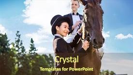  Presentation with quarter - Colorful presentation theme enhanced with man sitting on horse backdrop and a tawny brown colored foreground