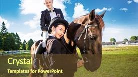  Presentation with quarter - Presentation with man sitting on horse background and a  colored foreground