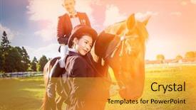  Presentation with quarter - Presentation design consisting of man sitting on horse background and a  colored foreground