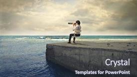  Presentation with telescope - Beautiful presentation featuring man sitting on pier looking backdrop and a tawny brown colored foreground