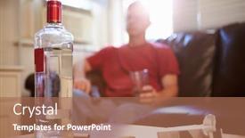  Presentation with vodka - Slide deck enhanced with man sitting on sofa with bottle of vodka and cigarettes background and a coral colored foreground