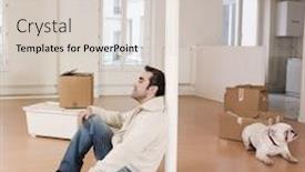  Presentation with floor - Amazing presentation theme having man-sitting-on-the-floor backdrop and a soft green colored foreground