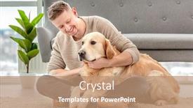  Presentation with floor - Audience pleasing theme consisting of man-sitting-on-the-floor backdrop and a coral colored foreground