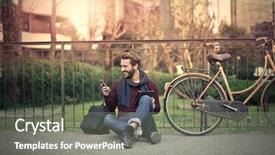  Presentation with 3d man sitting question mark - Slides consisting of man sitting on the ground background and a gray colored foreground