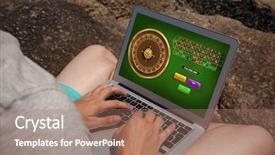  Presentation with roulette - Colorful presentation theme enhanced with man sitting on the rock backdrop and a coral colored foreground