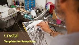  Presentation with sketching - Colorful slide deck enhanced with man sketching in drawing book backdrop and a  colored foreground