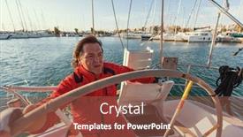  Presentation with controls - PPT layouts consisting of man skipper at the helm controls of a sailing yacht background and a violet colored foreground