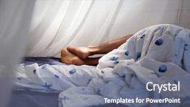  Presentation with mosquito - Theme having man sleeping behind mosquito net background and a ocean colored foreground