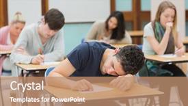  Presentation with exam prep - Colorful slide set enhanced with man sleeping during exam backdrop and a coral colored foreground