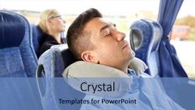  Presentation with cervical - PPT theme having man sleeping in travel bus background and a teal colored foreground