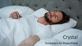  Presentation with sleeping - Presentation featuring man sleeping on his bed background and a light blue colored foreground