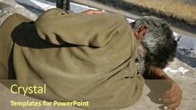  Presentation with india - Theme with man-sleeping-on-sidewalk-delhi background and a coral colored foreground