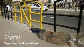  Presentation with india - Colorful PPT layouts enhanced with man-sleeping-on-sidewalk-delhi backdrop and a coral colored foreground