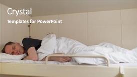  Presentation with sleepy yawning man driving car - Slide deck featuring man sleeping on upper berth background and a gray colored foreground