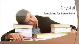  Presentation with stack books - Presentation consisting of man-sleeping-over-a-stack background and a white colored foreground