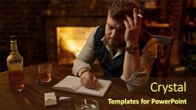  Presentation with cigarette - Slide deck with man-smokes-cigarette-and-writes background and a tawny brown colored foreground