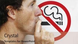  Presentation with smoking ban - Audience pleasing presentation theme consisting of man smoking a no-smoking backdrop and a coral colored foreground