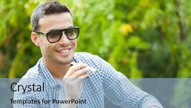  Presentation with electronic - Beautiful PPT layouts featuring man smoking an electronic cigarette backdrop and a light blue colored foreground