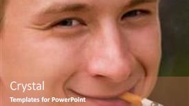  Presentation with smoking - Presentation theme featuring man smoking cigarette focus is set at his face background and a coral colored foreground