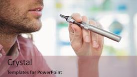  Presentation with smoking - Presentation theme consisting of man smoking electronic cigarette background and a coral colored foreground