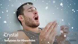  Presentation with sneezing - Slide deck consisting of man sneezing against snow falling background and a coral colored foreground