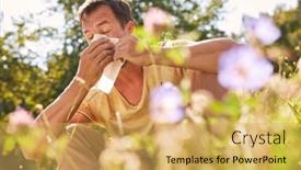  Presentation with sneezing - Slide set having man-sneezing-into-handkerchief background and a yellow colored foreground
