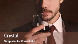  Presentation with white wine and red - Audience pleasing PPT layouts consisting of man sniffing red wine backdrop and a tawny brown colored foreground