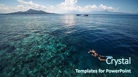  Presentation with sea coral - Beautiful theme featuring man snorkeling in a tropical sea over a coral reef indonesia backdrop and a ocean colored foreground