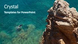  Presentation with greece blue - Beautiful slides featuring man snorkeling in clear blue water of mediterranean sea crete greece backdrop and a ocean colored foreground