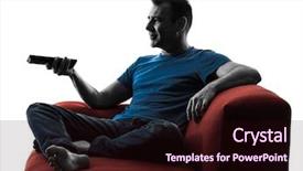  Presentation with one young man exercising handball - Slide set enhanced with man sofa coach remote control background and a wine colored foreground