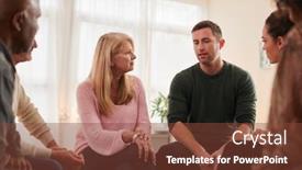  Presentation with community health - Beautiful theme featuring man-speaking-at-support-group backdrop and a tawny brown colored foreground