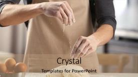  Presentation with fresh man chemistry - Slide deck featuring man sprinkling flour over fresh background and a coral colored foreground