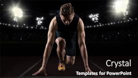  Presentation with starting school - Presentation theme featuring man-sprinter-leaving-starting-exploding background and a wine colored foreground