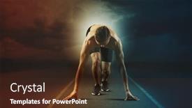  Presentation with starting school - Colorful presentation design enhanced with man-sprinter-leaving-starting backdrop and a tawny brown colored foreground