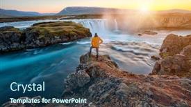  Presentation with amazing - Beautiful presentation theme featuring man-standing-by-amazing-godafoss backdrop and a ocean colored foreground