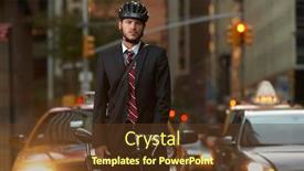  Presentation with bicycle - Presentation theme with man-standing-by-bicycle background and a tawny brown colored foreground