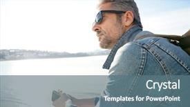  Presentation with sea - PPT layouts with man standing by the sea background and a ocean colored foreground