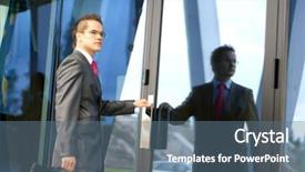  Presentation with modern - Audience pleasing presentation consisting of man standing door - young businessman over modern background backdrop and a ocean colored foreground