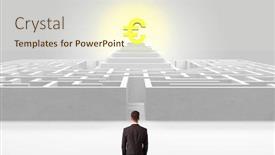  Presentation with profit - Slide set consisting of man standing in front of a big round maze with profit concept on the middle background and a cream colored foreground