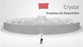  Presentation with maze - PPT theme with man standing in front of a big round maze with flag background and a white colored foreground