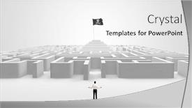  Presentation with maze - PPT theme consisting of man standing in front of a big round maze with pirate flag in the center background and a white colored foreground