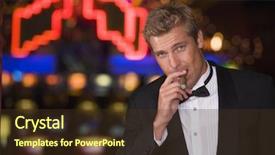  Presentation with casino - Presentation enhanced with man standing inside casino smoking background and a tawny brown colored foreground