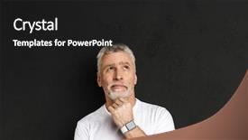  Presentation with werry old man and gis music - Beautiful presentation theme featuring man standing isolated over black backdrop and a dark gray colored foreground