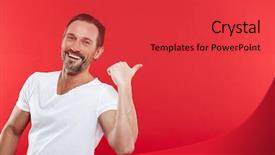  Presentation with cheerful - Presentation theme consisting of man standing isolated over red background and a red colored foreground