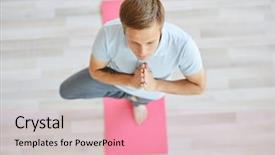  Presentation with chest - Audience pleasing PPT layouts consisting of man standing on one leg backdrop and a  colored foreground