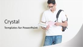  Presentation with space race - Amazing presentation having man standing on plain background backdrop and a white colored foreground