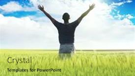  Presentation with green officebuilding man - Slide set enhanced with man-standing-on-the-green background and a  colored foreground